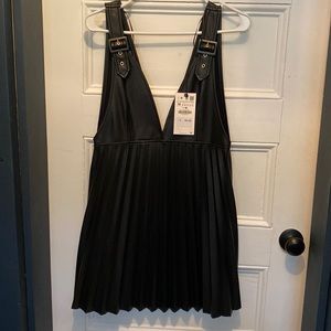 Beautiful pleated pleather zara mini dress (size medium)